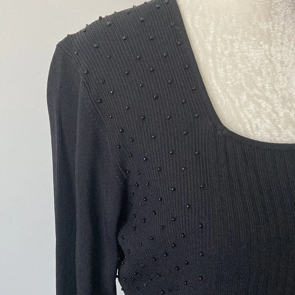 Linda Matthews Beaded Ribbed Top - Picture 3 of 9